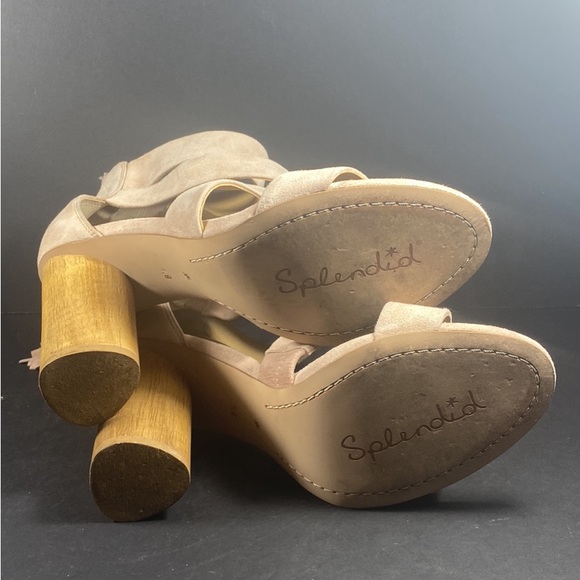 Splendid Jara Statement Pink Blush Suede Strappy Heels 8.5 - Picture 3 of 3